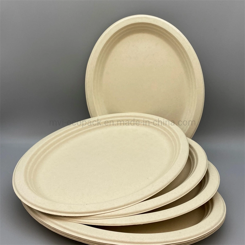 Eco-Friendly Tableware Compostable Wheat Straw Pulp Large Oval Dinner Plate