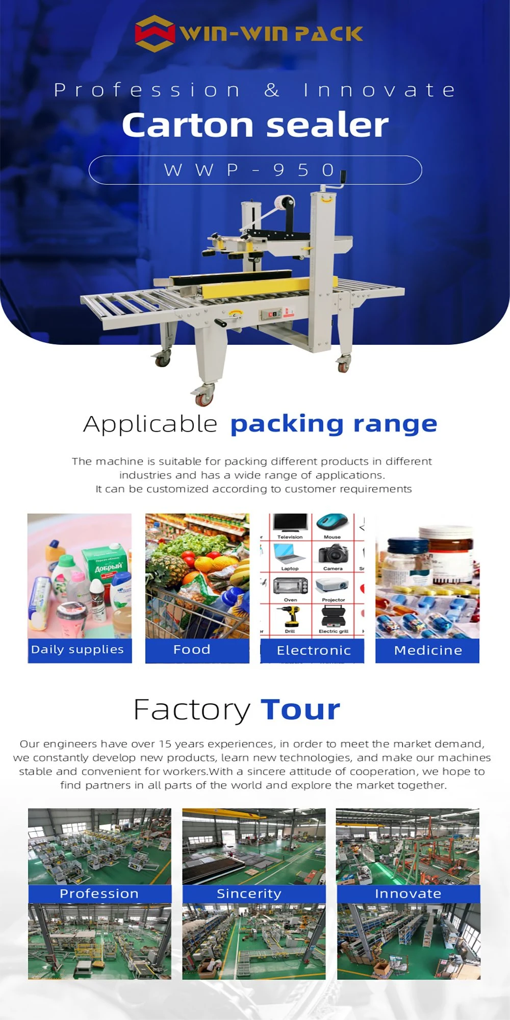 Industrial Equipment Carton Packaging Machinery Box Case Sealing Machine Carton Machine