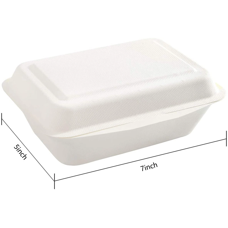Eco-Friendly 7&quot; 5&quot; Food Packaging Clamshell Pulp Paper Bagasse Food Container Lunch Box Disposable Biodegradable Tableware Eco Friendly